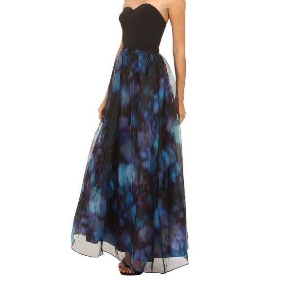 Aidan Mattox Strapless Organza/Chiffon Evening Gow - Picture 1 of 6
